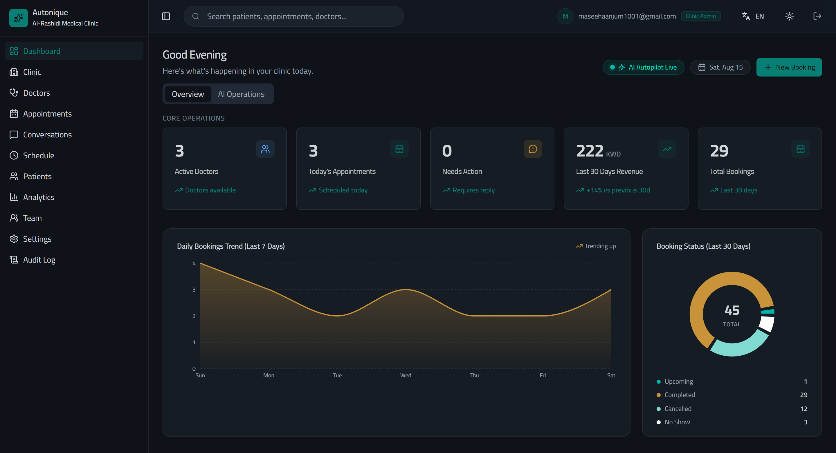 Autonique Operations Dashboard